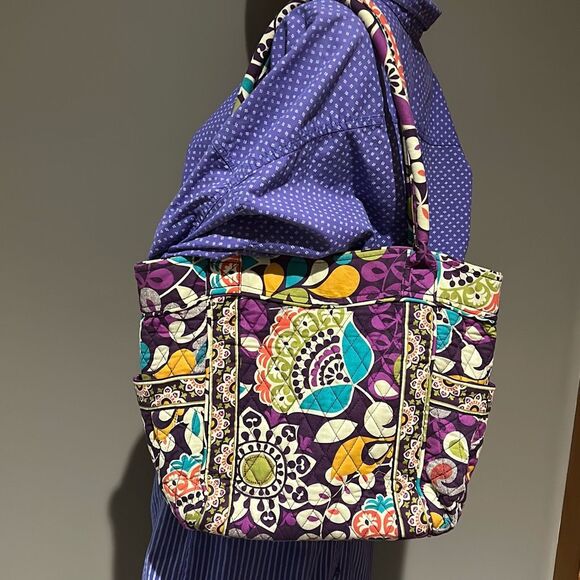 Vera Bradley Retired Plum Crazy Shoulder Bag Tote - Picture 1 of 10